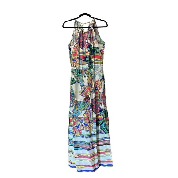 Amanda Uprichard Silk Floral Maxi Dress Butterfly Colorful Wedding Guest - Picture 1 of 8